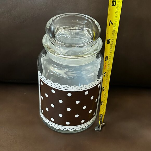 Vintage Anchor Hocking Glass Jars Containers Polka Dots & Lace Set of 3 - Picture 9 of 14